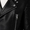 Asymmetrical Padded Shoulders Bikers Black Jacket