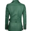Griffin Womens Asymmetrical Belted Leather Jacket - Green
