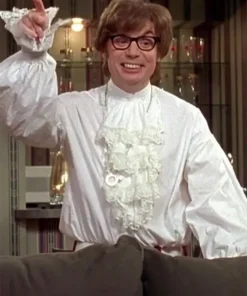 Austin Powers White Ruffle Silk Shirt