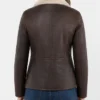 Aviator Fur Collar Flight Leather Brown Coat For Women
