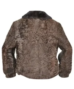 B3 Bomber Astrakhan Brown Broadtail Persian Lamb With Mink Fur Collar Jacket For Men And Women