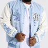 Baby Blue Letterman Varsity Jacket