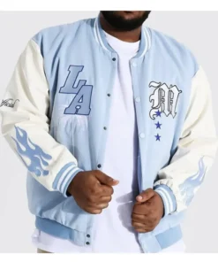 Baby Blue Letterman Varsity Jacket