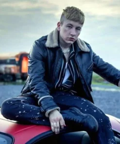 Barry Keoghan Movie The Eternals Druig Black Leather Fur Collar Jacket