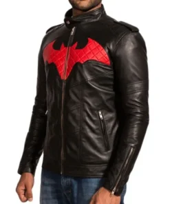 Batman Of The Future Terry McGinnis Batman Beyond Red Logo Black Leather Jacket