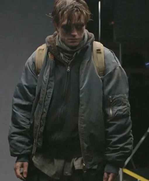 Batman Robert Pattinson Grey Bomber Jacket