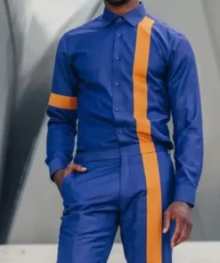 Bel-Air Jabari Banks Pant Blue Yellow Stripe Cotton Shirt