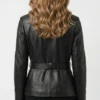 Black Belted Women Jacket Soft Leather