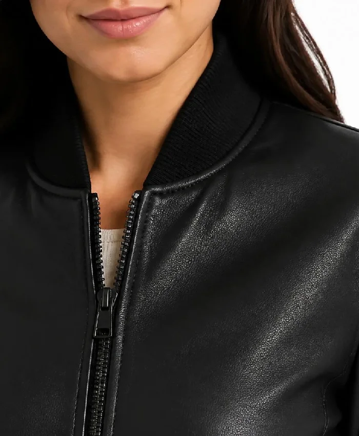 Bendy Bomber Leather Jacket Womens