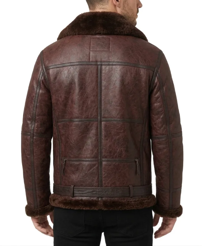 Order Bennett Reddish Leather Fur Jacket