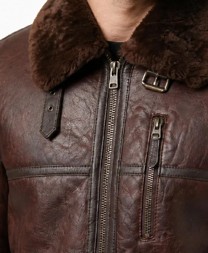 Bennett Reddish Fur Leather Jacket For Mens