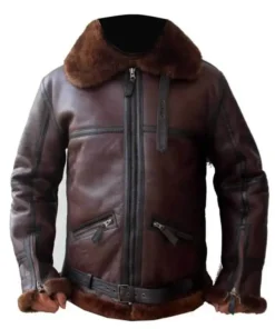 Bennett Reddish Sheepskin Fur Leather Jacket