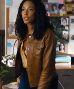 Big Sky Cassie Dewell Brown Leather Bomber Jacket