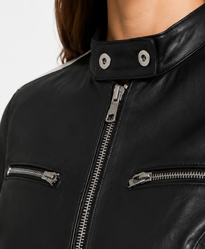 Biker Leather Jackets Stripes For Women