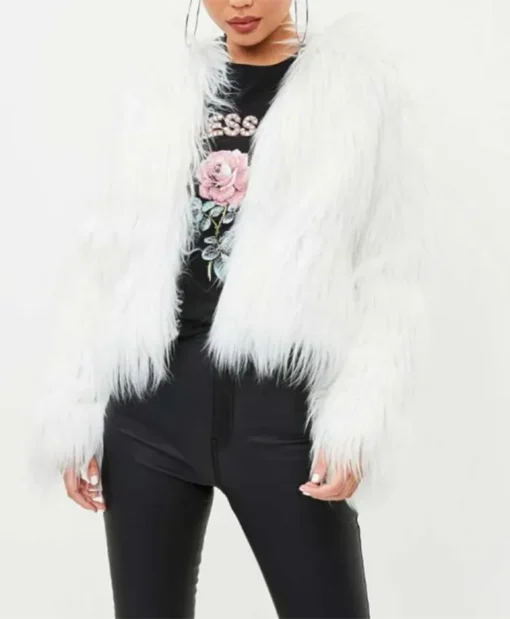Billie Piper TV Series I Hate Suzie Pickles S01 White Faux Fur Jacket