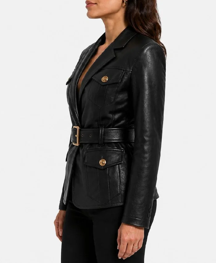 Black Biker Blazer Jacket Women