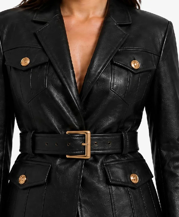 Black Biker Blazer Jacket Womens