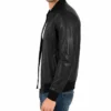 Black Bomber Leather Jacket For Mens