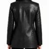 Black Lambskin Leather Pea Coat For Womens