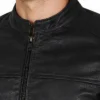 Black Leather Biker Jacket For Men