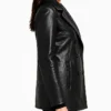 Black Leather Pea Coat For Women