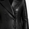 Black Leather Pea Coat Womens