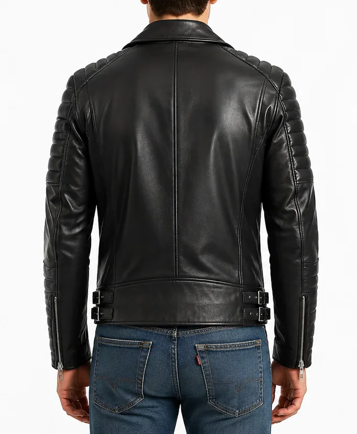 Black Rodey Biker Real Leather Jacket