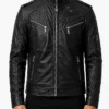 Black Slim Fit Mens Biker Jacket