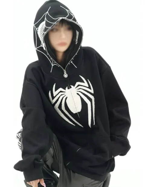 Black Spider Fleece Hoodie