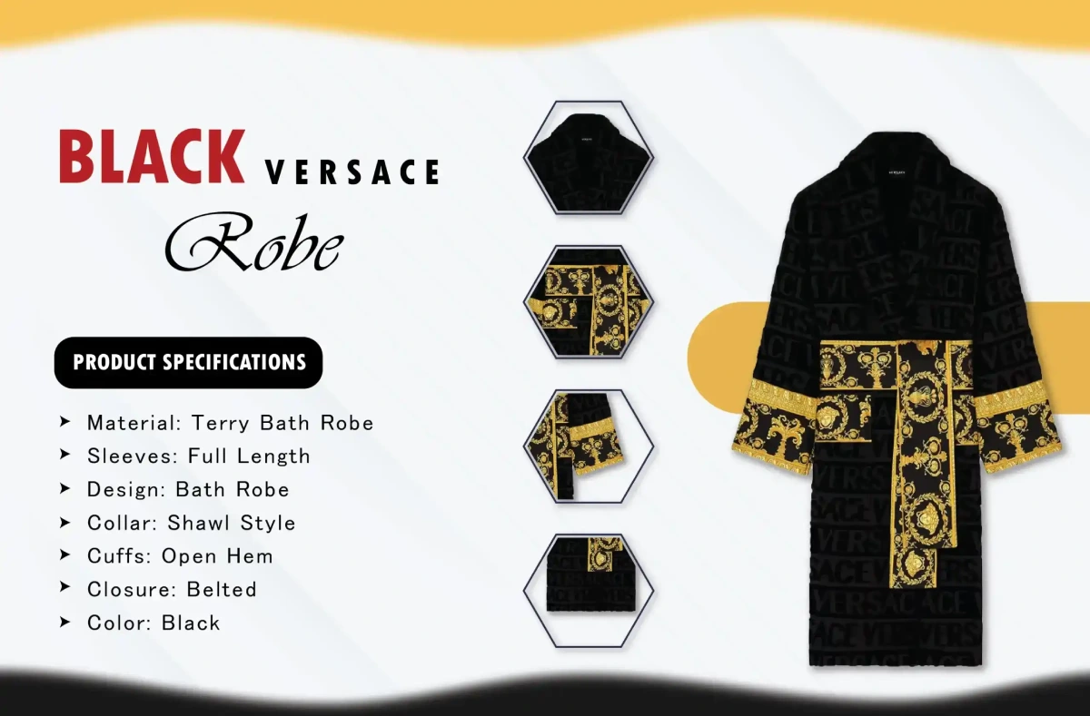 Black Versace Robe For Men And Women
