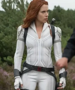 Black Widow White Leather Jacket