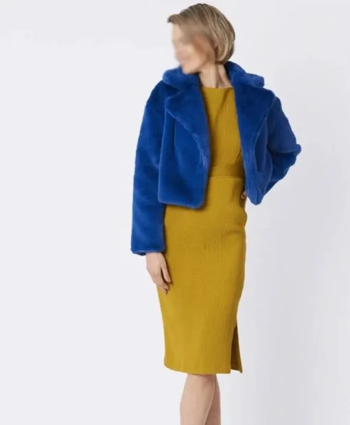Blue Fur Cropped Coat