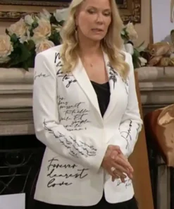Bold And The Beautiful Katherine Kelly Lang White Printed Blazer