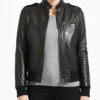Bomber Leather Black Jackets Womens