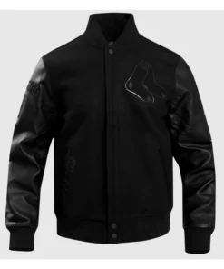 Boston Red Sox Black Biker Jacket