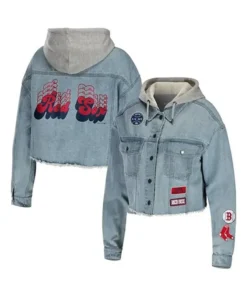 Boston Red Sox Crop Blue Trucker Jacket