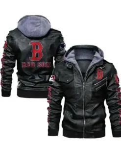 Boston Red Sox Full Zip-Up Leather Jacket For Sale