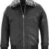 Bradford Bomber Shearling Black Leather Jacket