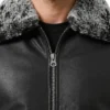 Bradford Bomber Shearling Black Leather Jacket For Men