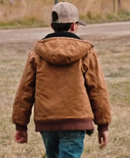 Brecken Merrill TV Series Yellowstone Tate Dutton Season 04 Brown Hooded Bomber Jacket For Sale