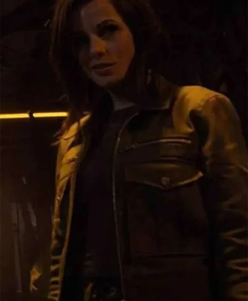 Brooke Williams TV Series Agents of Shield Snowflake Olive Green Leather Jacket