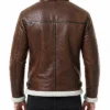 Brown Belted Leather Shearling Jacket Mens
