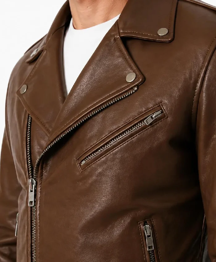 Brown Brando Style Biker Jacket For Men