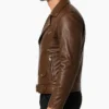 Brown Brando Style Biker Jacket For Mens