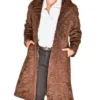 Brown Fox Mink Fur Collar Swakara Lamb Fur Long Trench Coat