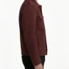 Burgundy Mens Trucker Suede Leather Jacket
