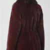 Burgundy and Brown Sofia Mink Fur Luxurious Sable Collar Coat For Sale
