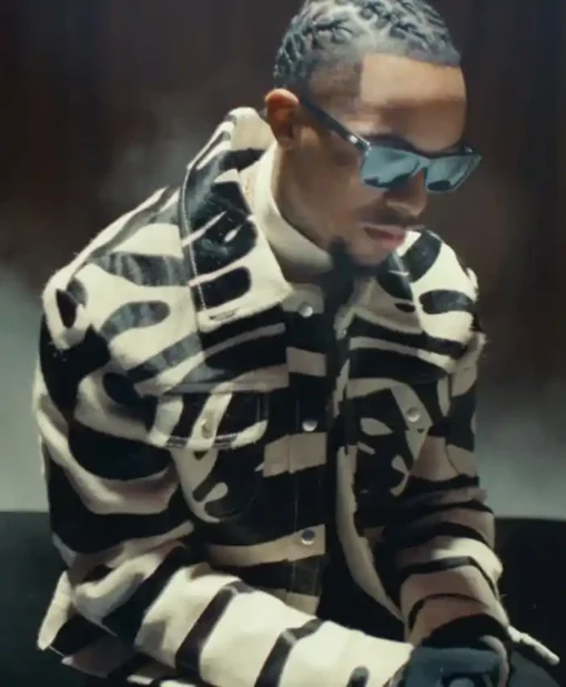 Buy American Rapper Toosii White And Black Leather Jacket