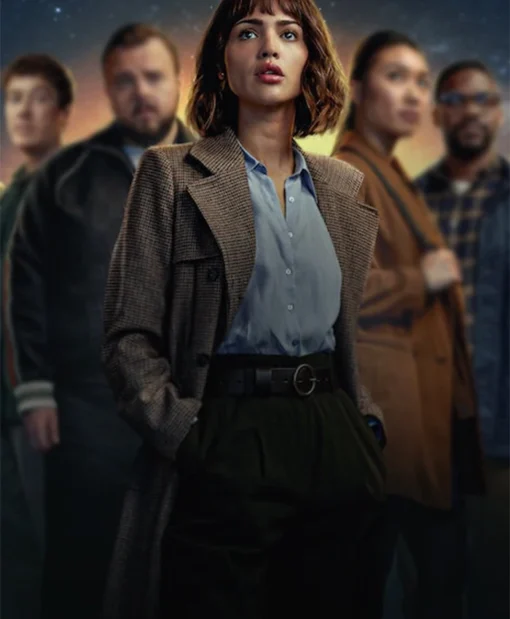 Buy Auggie Salazar Series 3 Body Problem 2024 Eiza Gonzalez Brown Plaid Coat For Unisex