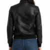 Women Bendy Leather Bomber Jacket